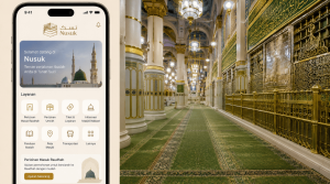 Tampilan antarmuka saat melakukan booking Raudhah aplikasi Nusuk.